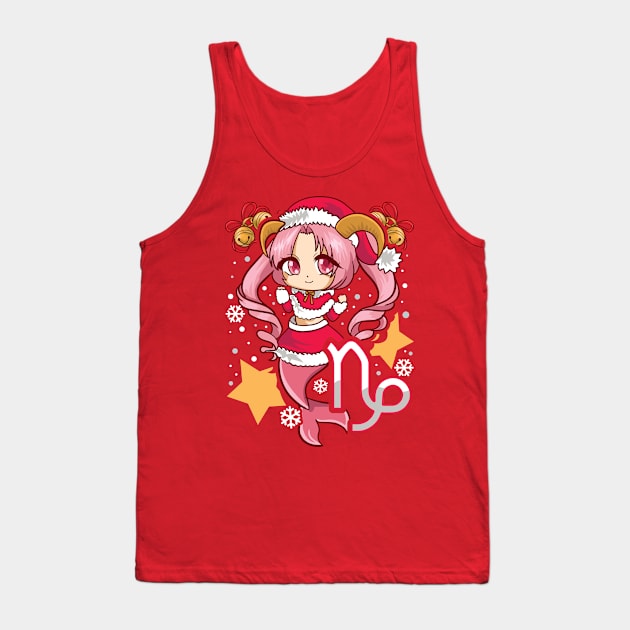 Chib Zodiac Capricorn Santa Claus Girl Manga Kawaii Tank Top by E